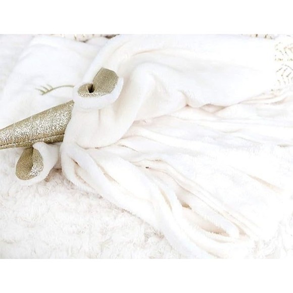 Ivory/ Gold Hooded Unicorn Cozy Blanket Cloak Robe for Child Kids Christmas Gift - Picture 5 of 8